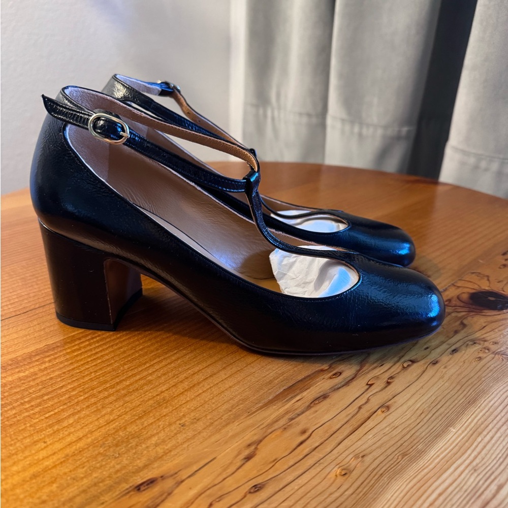 Sezane Marcie Black T-Strap Heels